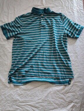 Merona Teal & White Horizontal Stripe Polo
